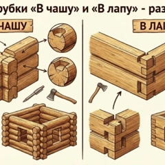 Способы рубки «В чашу» и «В лапу» - разбираемся